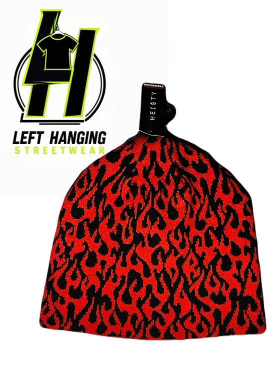 Sheisty Other - $HEISTY Red & Black Flame Knit Beanie